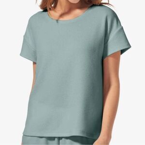 Tommy John Zen Waffle Lounge Tee Lily Pad green short sleeve crew Small NWT